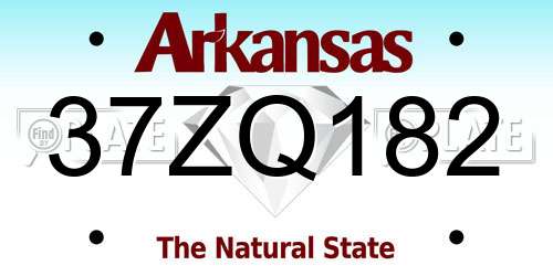 37ZQ182 Arkansas License Plate