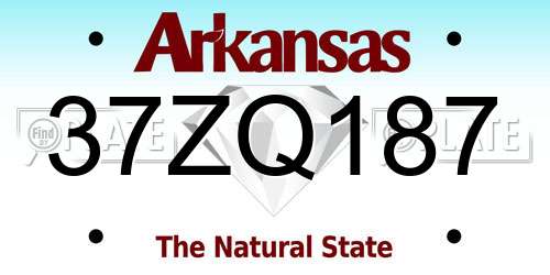 37ZQ187 Arkansas License Plate
