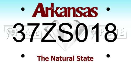 37ZS018 Arkansas License Plate