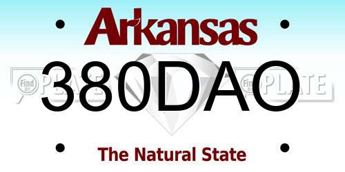 380DAO Arkansas License Plate