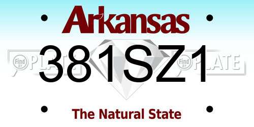 381SZ1 Arkansas License Plate