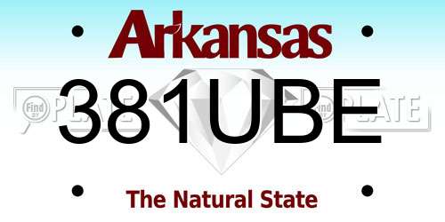 381UBE Arkansas License Plate