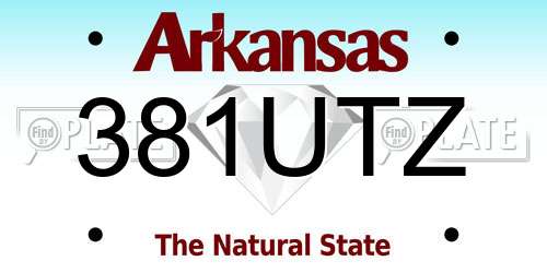 381UTZ Arkansas License Plate
