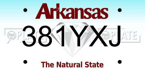 381YXJ Arkansas License Plate