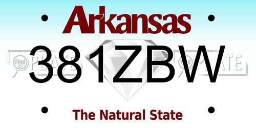 381ZBW Arkansas License Plate