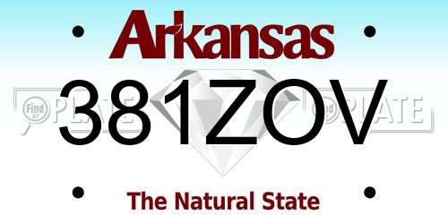 381ZOV Arkansas License Plate