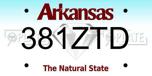 381ZTD Arkansas License Plate