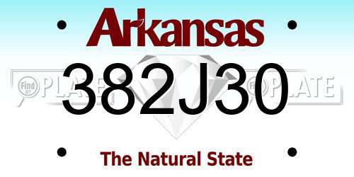 382J30 Arkansas License Plate