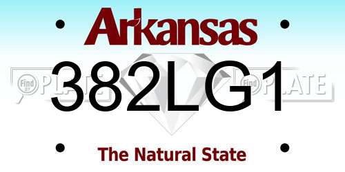 382LG1 Arkansas License Plate