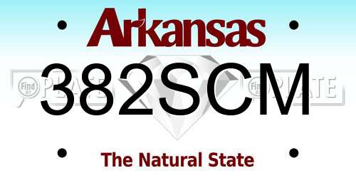 382SCM Arkansas License Plate
