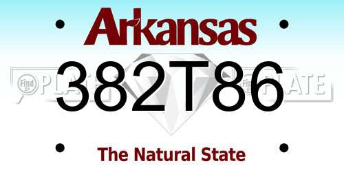 382T86 Arkansas License Plate