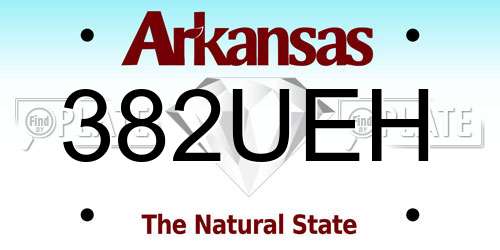 382UEH Arkansas License Plate