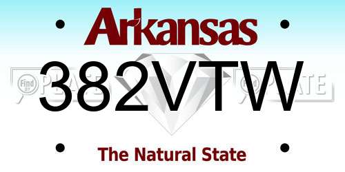 382VTW Arkansas License Plate