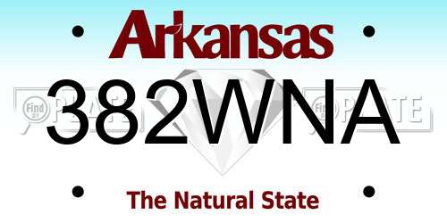 382WNA Arkansas License Plate