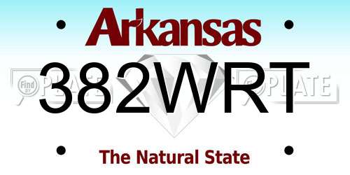 382WRT Arkansas License Plate