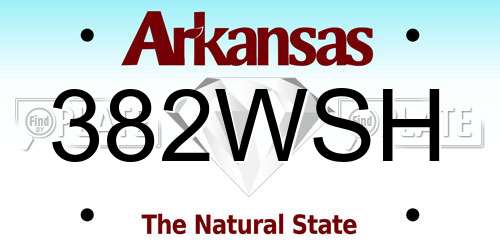 382WSH Arkansas License Plate
