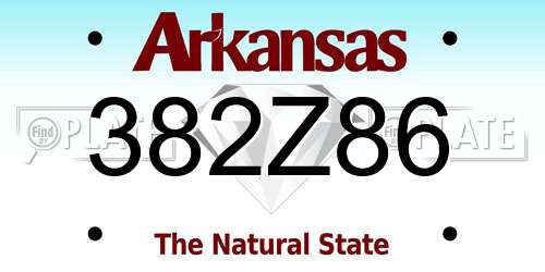 382Z86 Arkansas License Plate