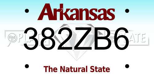 382ZB6 Arkansas License Plate
