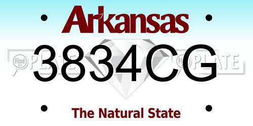 3834CG Arkansas License Plate
