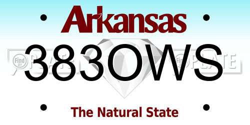 383OWS Arkansas License Plate