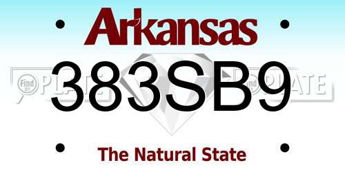 383SB9 Arkansas License Plate