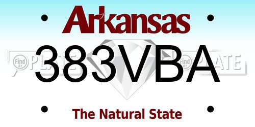 383VBA Arkansas License Plate