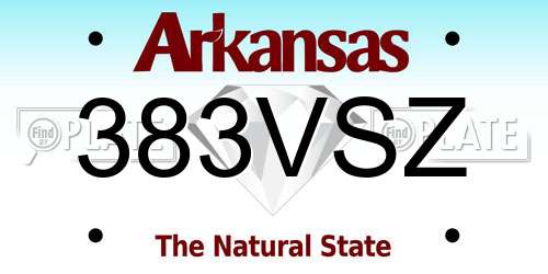 383VSZ Arkansas License Plate