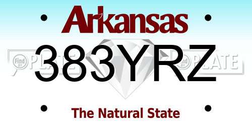 383YRZ Arkansas License Plate