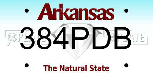 384PDB Arkansas License Plate
