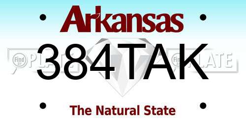 384TAK Arkansas License Plate