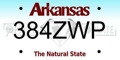384ZWP Arkansas License Plate