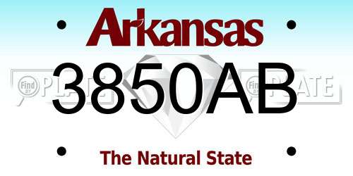 3850AB Arkansas License Plate