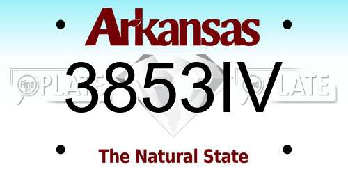 3853IV Arkansas License Plate