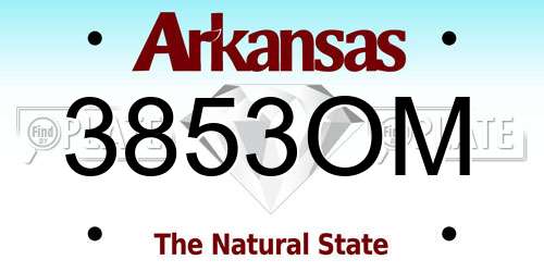 3853OM Arkansas License Plate