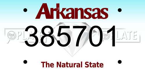 385701 Arkansas License Plate