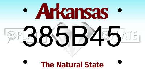 385B45 Arkansas License Plate