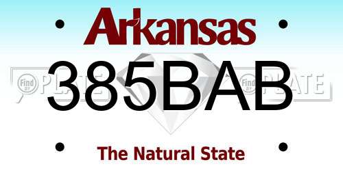385BAB Arkansas License Plate