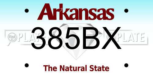 385BX Arkansas License Plate