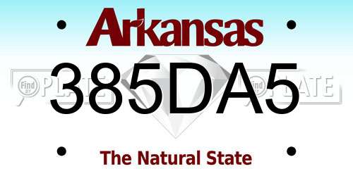 385DA5 Arkansas License Plate