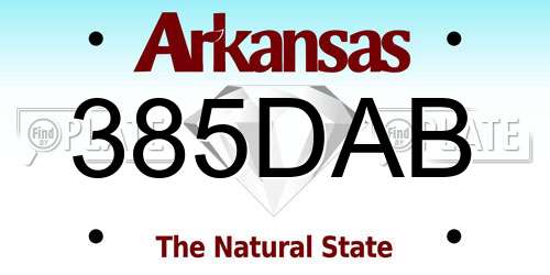 385DAB Arkansas License Plate