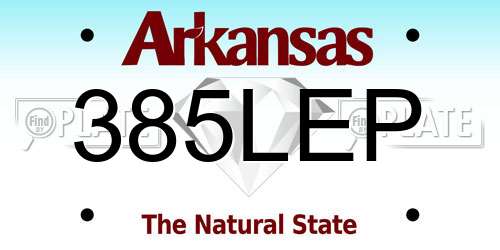 385LEP Arkansas License Plate