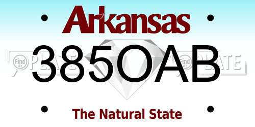 385OAB Arkansas License Plate
