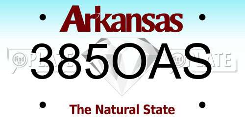 385OAS Arkansas License Plate