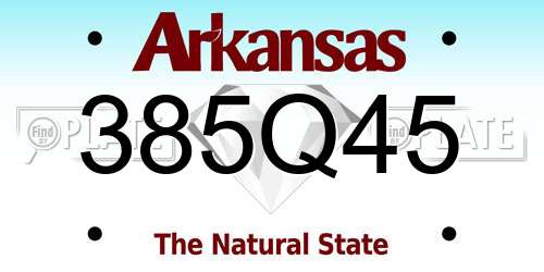 385Q45 Arkansas License Plate