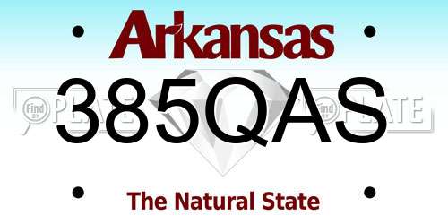385QAS Arkansas License Plate