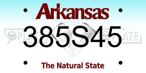 385S45 Arkansas License Plate