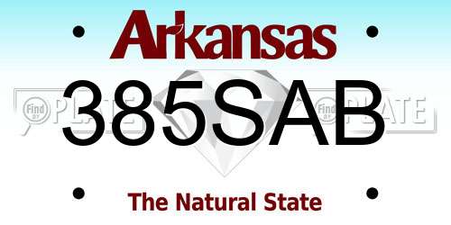 385SAB Arkansas License Plate