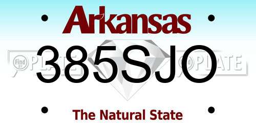 385SJO Arkansas License Plate