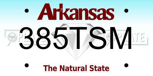 385TSM Arkansas License Plate