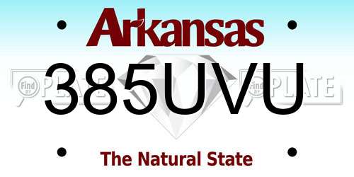 385UVU Arkansas License Plate